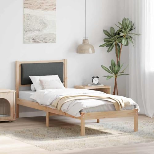 Hoopleep Dunkelgrau Bettrahmen 80 x 190 cm, Massives Kiefernholz Bettgestell mit Lattenrost, Modernes Einzelbett für Schlafzimmer, Robustes Plattform Bett ohne Boxspring