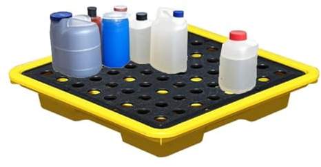 Paleta modular de contención de derrames con bolsillos para montacargas para seguridad de almacén y garaje, diseño resistente, protección del medio ambiente, fácil movilidad
