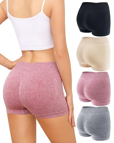 Levao Boxer Femme Shorty Liftant Culotte sans Couture Microfibre Lot 4 | Shorty Femme sous Robe Boyshorts sous Vetements sans Couture Calecon Femmes avec Entrejambe