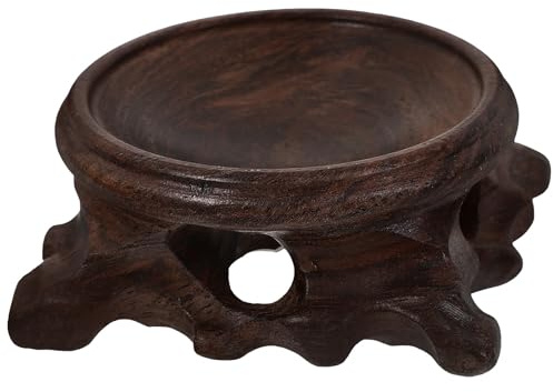 POPETPOP Pedestal de Madera Redondo para Bola de Cristal, 5cm | Pieza, Estilo Retro, Superficie Lisa, Exhibición Interior, para Mini Macetas y Jarrón