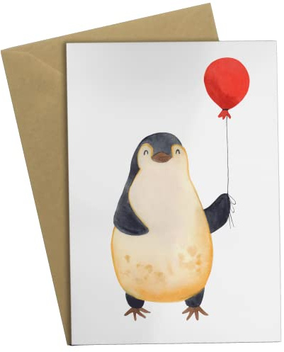 Mr. & Mrs. Panda Grußkarte Pinguin Luftballon - Geschenk, Einladungskarte, Ostern, Mama, Geschenkidee, Geburtstagskarte, Weihnachten, Karte, Pinguine, Kirmes, Jahrmarkt