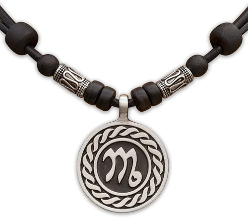 HANA LIMA 1 von 12 Sternzeichen Tierkreiszeichen an verstellbarer Lederkette mit Edelstahlperlen Horoskop Horoscope Halskette Surferkette