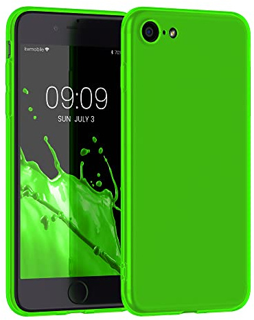 kwmobile Housse Compatible avec Apple iPhone SE (2022) / iPhone SE (2020) / iPhone 8 / iPhone 7 Coque - Housse de téléphone Protection Souple en Silicone - Vert Fuchsia