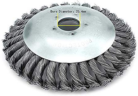 Buwico Wildkraut Fugenbürste Unkrautbürste, 6/8 Zoll Rotary Weed Brush, Stahldraht Unkrautscherkopf, Joint Twist Disc Stahldraht Zopf-Kegelbürste, Durchmesser 150mm/200mm, Innenloch 25.4mm (6 Zoll)