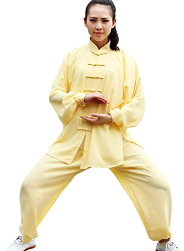 SCDXJ Tai Chi Kleidung Baumwolle Seide Männer und Frauen Praxis Kleidung Kampfsport Kleidung, Gelb - gelb - Größe: 3X-Large