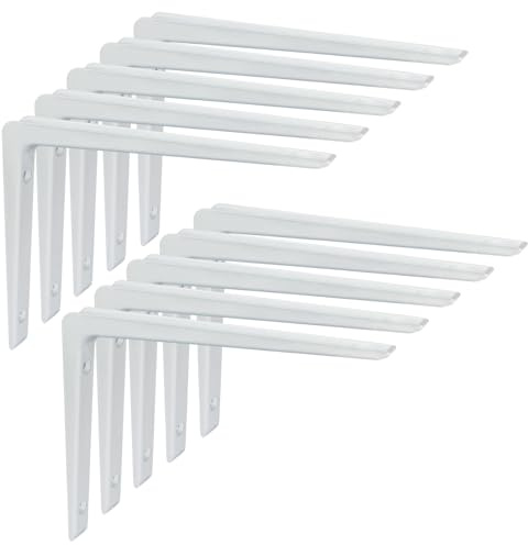 PRIOstahl Regalkonsole Premium Aluwinkel Weiß 200x250mm 10er Set Regalträger Regalwinkel Regalhalter Wandkonsole Winkelkonsole Regalbodenträger - sehr Stabil