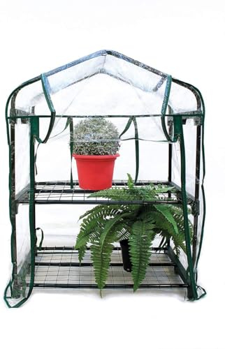 Serre per Orto, Giardino o Terrazzo - Varie Misure - Telo Trasparente in PVC e Struttura in Metallo Verniciato (69X49X92 CM - 2 RIPIANI)
