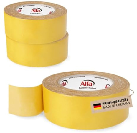 Alfa 3x Verlegeband Top-Fix 25 m x 50 mm – Doppelseitiges Klebeband (75 m) | Profi-Qualität - Zum Verlegen von Teppich und PVC-Belag - Hohe Anfangshaftung - Feuchtigkeitsbeständig