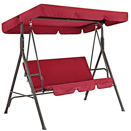LOVECENTRAL Cubierta de Toldo para Columpio, Fundas para Balancin Jardin Exterior, Toldos Impermeable Exterio, Parasol Balancín con 3 Asientos (Rojo, 164 * 114 * 15cm)