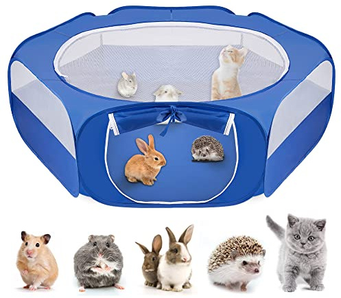 Nasjac Hamster Playpen, Breathable 130cm Large Room Pet Playpen, Small Animal Play Pen Run Cage with Cover and Zipper Opening Foldable Indoor Outdoor Fence for Guinea Pig Cat Kittens Rabbits