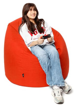 PATCH HOME Patchhome Sitzsack Tropfenform mit Reißverschluss Nachfüllbar - für In & Outdoor - mit Styropor Füllung 3 Größen erhältlich XXL - Höhe 115cm, Durchmesser 95cm Rot
