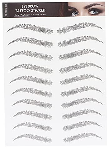 Autocollant de Tatouage de Sourcil, Sourcils Authentiques Ressemblant à des Cheveux, Autocollant de Maquillage de Faux Sourcils Naturel Imperméable de Longue Durée pour Femmes Filles(NOIR-08)