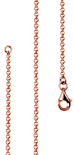 Lijoh Silberkette 24K Rose vergoldet Damen Erbskette 925 Sterling Silber ohne Anhänger, Breite 1,7mm, Länge 42 bis 90cm, LJ1011-4