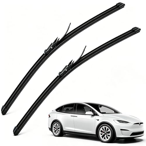 Windshield Wiper Blades for Tesla Model X with Integrated Washing,Tesla Silicone Windscreen Wiper Blades All-Seasons applicable, Original Equipment Accessories (28+ 18 pair for front windshield)