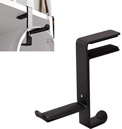 2 PCS Gaming Headphone Stand, BetterJonny Headphone Hanger with Height Adjustable Clamp Under Desk Clamp Controller Stand Earphone Rack with Cable Clip for PC Gaming Headset (Black)