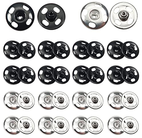TOAOB 60 Sätze Druckknöpfe zum Annähen 7mm Metall Druck knöpfe Schwarz Silber für Geldbörse Handtasche Kleidung Nähen Handwerk DIY Lieferung