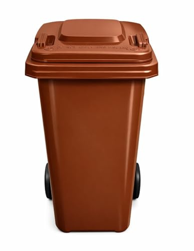 JARDIN202 - Contenedor de Basura Reciclables de Colores con Ruedas y Mango Antideslizantes | 120L, 240L, 360L, 800L y 1100L | 240 L (Marrón)