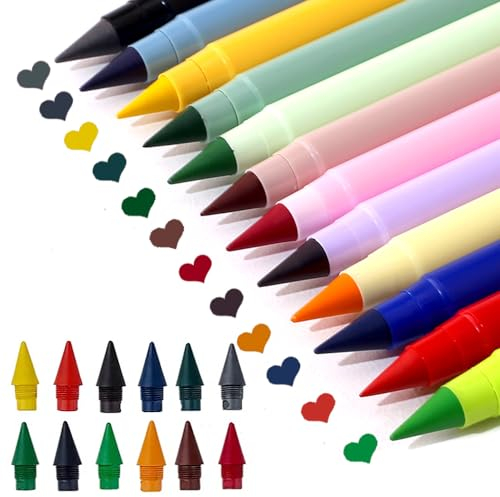 26 Stück Unendlicher Bunt Bleistifte Graffiti Stifte Set,13 Farben Ewiger Bleistift mit Radiergummi Stift Buntstifte Set Mechanical Pencil Forever Pen Colored Pencils Buntstifte für Erwachsene Kinder