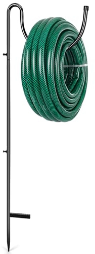 Tandefio Metal Outdoor Hose Holder Ground Mounted Freestanding Hose Hanger Water Pipe Holder Stand Heavy Duty Garden Rack for Water Pipe Storage Outdoor Yard Lawn(Black)
