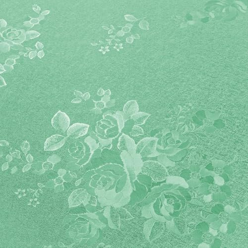 VEELIKE Klebefolie Grün Rose Tapete Blumen Geprägt Strukturtapete Blumentapete Vintage Möbelfolie Muster Tapete Rosen Selbstklebende Tapeten Wohnzimmer Wandtapete Badezimmer Wasserfest 40cm×300cm