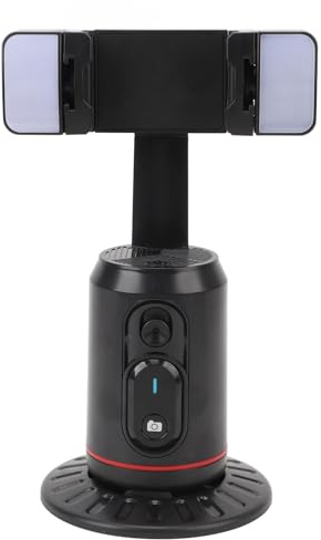 Jectse Auto-Face-Tracking-Telefonhalter, Q02 360° Drehbare Gesichts-Körper-Telefonkamerahalterung mit Fernbedienung, Dual-Fill-Licht, Wiederaufladbare Tragbare