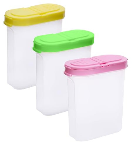 Aweisile Set di Contenitori da 250 ml 3 Pezzi 250ml Scatole per Spezie con Due Aperture Contenitore per Spezie Barattoli Spezie Forma Ovale con Coperchi Ermetici per Spezie Sale Zucchero Pepe