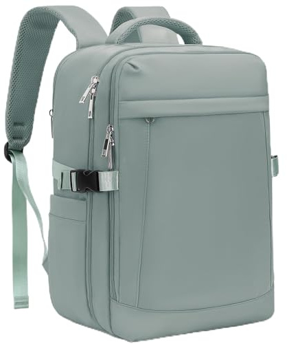 Yankony Mochila Viaje Cabina Avion 40x20x25 para Ryanair 20L Mochilas De Viaje con Bolsillo Antirrobo Travel Backpack Equipaje de Mano Hombre Mujer, Verde Menta