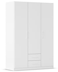 Rauch Möbel Belfast, Kleiderschrank, Farbe Weiß, Breite 136 cm | Schrank, Kinderkleiderschrank, 3-türig, 2 Schubladen, für Schlafzimmer, Kinderzimmer, Babyzimmer, Garderobe, Flur