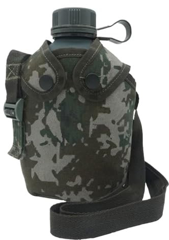 Borraccia per acqua militare, per mensa, con copertura mimetica, in alluminio, 1 l, per la ricreazione sportiva, per campeggio, escursioni