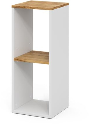 Vicco Bücherregal Tomy, Weiß/Goldkraft Eiche, 30 x 74 cm | mit 2 offenen Fächern, zur Aufbewahrung und Präsentation von Büchern und Deko