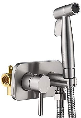 Faucet Cloth Diaper Sprayer Kit Hot And Cold Water Handheld Bidet Sprayer Toilet Kit Single Handle Toilet Sprayer Wall Mounted Bathroom Washroom Set with Shower Hose,Black (Brushed) Water-Tap
