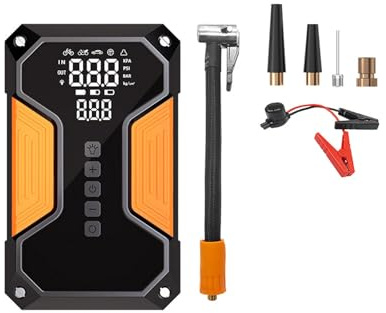 Booster Avviamento Auto con Compressore per Porsche Taycan, Avviatori di Emergenza, con Ricarica USB, LED Torcia, Schermo LED