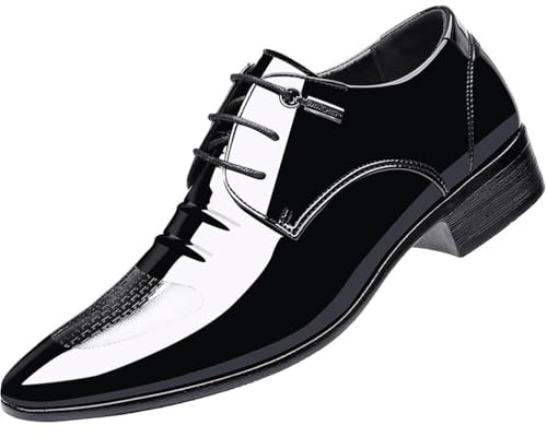 KYOESCAI Zapatos De Vestir Charol para Hombres Zapatos De Boda con Cordones Zapatos De Oficina Clásico De Oxford,Negro,46 EU
