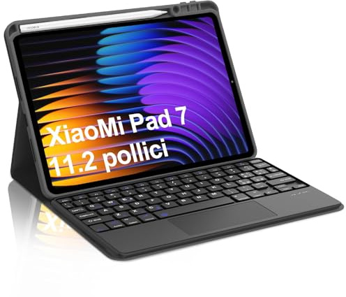 Occtingkind Tastiera Custodia con Touchpad per Xiaomi Poco Pad X1, Pad 7/8 Pro 11.2 (2024/2025), Cover Tablet Bluetooth 5.0 Italiano, Senza Retro, USB-C, Portapenne, Nero
