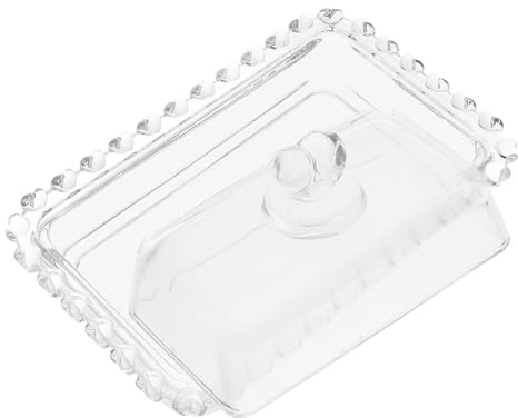FONDOTIN Plato de Mantequilla de Vidrio Transparente con Tapa, Elegante