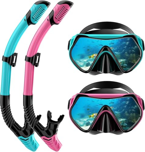 Schnorchelset Erwachsene Trocken mit Maske & Schnorchel Antibeschlag 180°-Panoramablick Schnorchelset Damen Herren zum Schnorcheln Schwimmen Strandurlaub