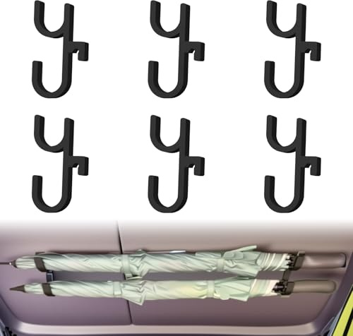 Meunhy 6 PCS Car Umbrella Holder,Car Boot Umbrella Hook,No-Drill,Wobble-Free,Stylish Clip Hooks for Car Boot & Trunk Organizer,Hangable Grocery Bag Handbag Coat Purse