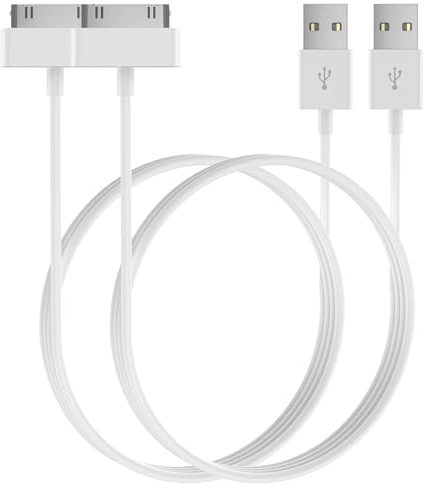 Vancle USB Kabel 100cm Ladekabel Kompatibel mit iPhone 4 4S 3G 3Gs, iPad 1 2 3, iPod Touch 4 3 2 2 1, iPod Classic 3 2 1, 30 Pin USB Schnellladekabel (2 Stück)