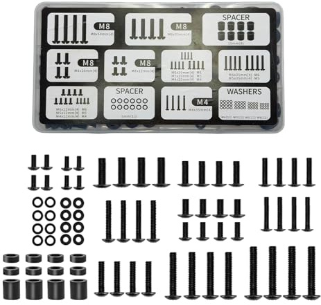 120STK VESA Schrauben Set M4 M5 M6 M8 TV-Schrauben und Abstandshalter TV Wandhalterung Schrauben Universal Fernseher Schrauben Set für TV Ständer Monitorständer bis zu 80 Zoll mit Abstandshalter
