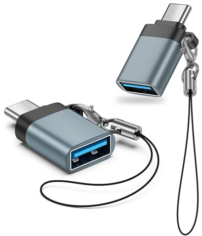Adaptateur USB C vers USB A 3.0 OTG (Lot de 2), Adaptateur USB C Mâle vers USB Femelle OTG pour iPhone 17 Pro Max Air 16 Plus 15, Samsung Galaxy S26 S25 S24 S23 A16 A17 5G A35 A56, Téléphones Type-C