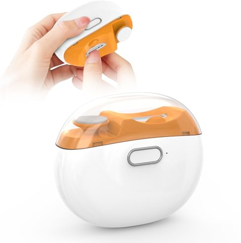 2026 Nouveau Coupe Ongle Electrique, 2 en 1 Lime a Ongle Electrique Automatique, Faible bruit avec lumière LED, 2 Vitesses, Portable Coupe-ongles électrique Pour Bébés, Adultes, Personnes Âgées-Orange