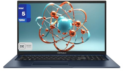 ASUS Vivobook 17 Business Laptop, Intel Core 5 120U, 40 GB DDR4 RAM, 1 TB PCIe SSD, display FHD (1920 x 1080), Intel Graphics, tastiera QWERTZ, Windows 11 Home, blu