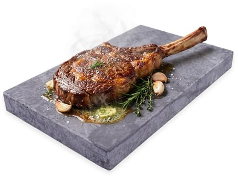 Beefstone Pietra da bistecca in pietra naturale per modello XXL 31 cm x 19 cm x 3,3 cm (tolleranza ~ 3 mm) in pietra ollare, ideale per servire bistecca, carne, pesce e verdure.