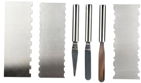 Nivofu 6-Teiliges Tortenspachtel Set, Edelstahl Winkelpalette & Kuchenschaber für Buttercreme, Tortendekoration & Backzubehör, Inkl. 3 Tortenpalette & 3 Teigkarte Edelstahl für Profis & Anfänger