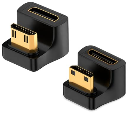 2 Piezas Adaptador Mini HDMI en Forma de U 8K, Adaptador HDMI a Mini HDMI 48 Gbps, Macho a Hembra, 180° Grados, para Cámara, Videocámara, Proyector, HDTV, Laptop, Monitor (1 Positivo + 1 Reverso)