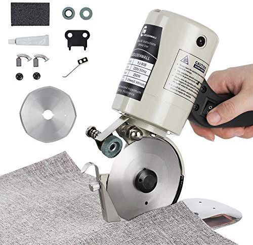 CGOLDENWALL YJ-90B Tragbarer Elektrischer Industrieller Stoffschneider丨30 mm Maximale Schnittdicke丨90 mm Klingengröße丨Ideal für Textiles Lederpapier mit Ersatzklinge&Deutsches Benutzerhandbuch