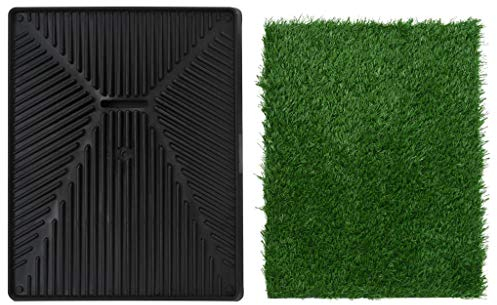 Tidyard Hundeklo Hunde wc welpentoilette Gitter-Design Mit Bodenschale, Welpentoilette Haustiertoilette Mit Tablett Kunstrasen Potty Indoor 63 x 50 x 7 cm,Töpfchen Restroom für Hunde Katze