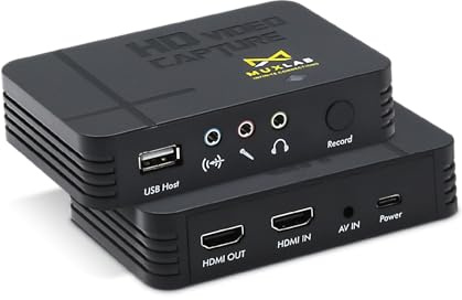 Dispositivo de captura de video Muxlab MuxLab Grabador de HDMI a USB Captura video 1080P 60FPS Guarda 1080P 30FPS para PC, consolas de juegos, decodificadores de TV No requiere controlador Grabador