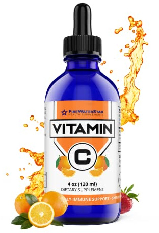 Liquid Vitamin C - 4oz - 120 Servings - Organic, Non-GMO - Adults and Kids - 99% Pure Ascorbic Acid - VIT C Drops - Bioactive Vitamin C Liquid - Immune Support, Skin Health, Antioxidants