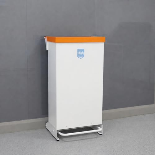 Office Needs Direct Medical Eco Sackholder Healthcare Clinical Waste Bin 80 Litres Foot Pedal Orange Flush Steel Top